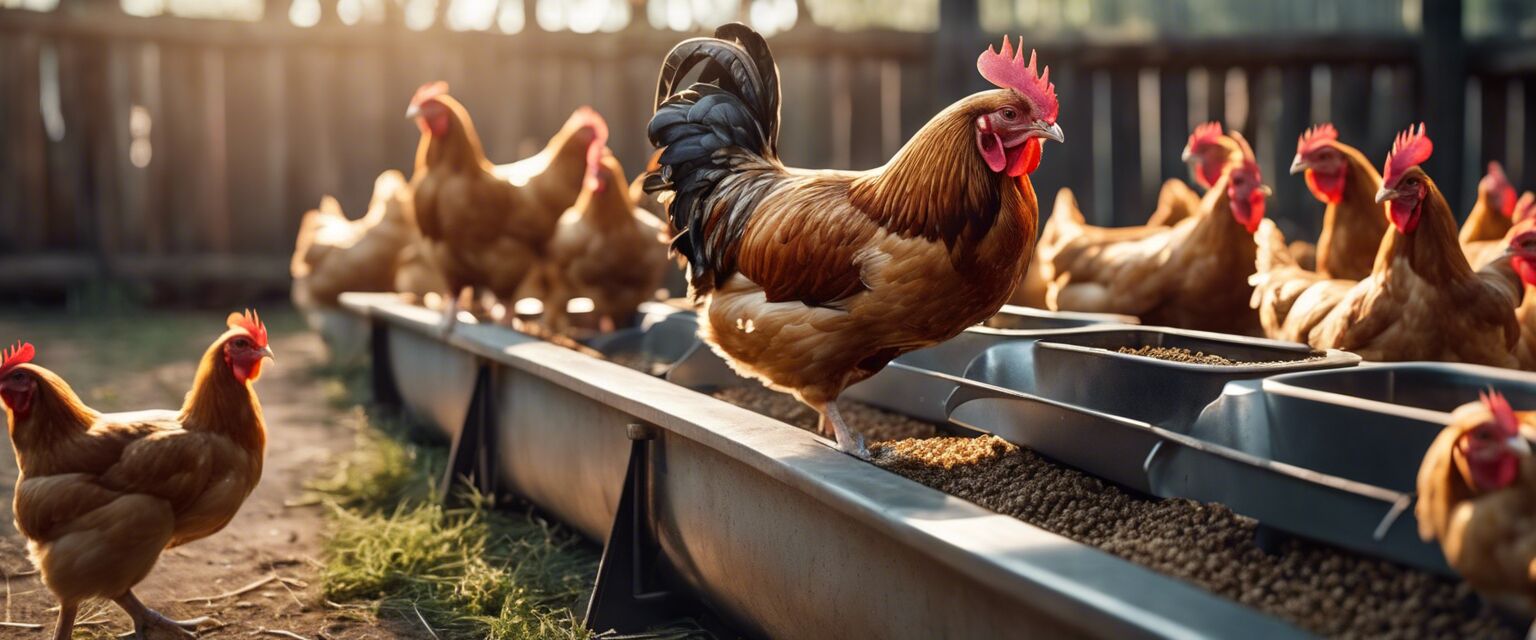 Automatic chicken feeder in action