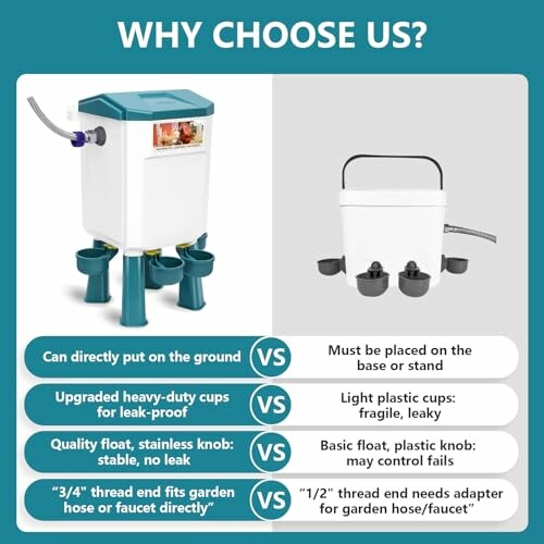 Comparison of two pet water dispensers highlighting features and benefits.