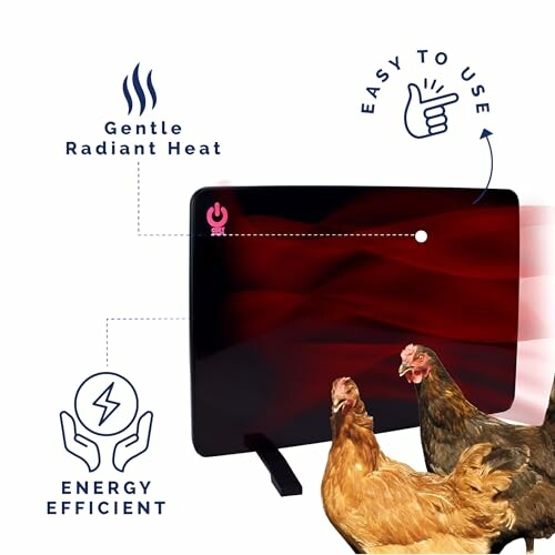 Chicken heater panel with gentle radiant heat and energy efficient features