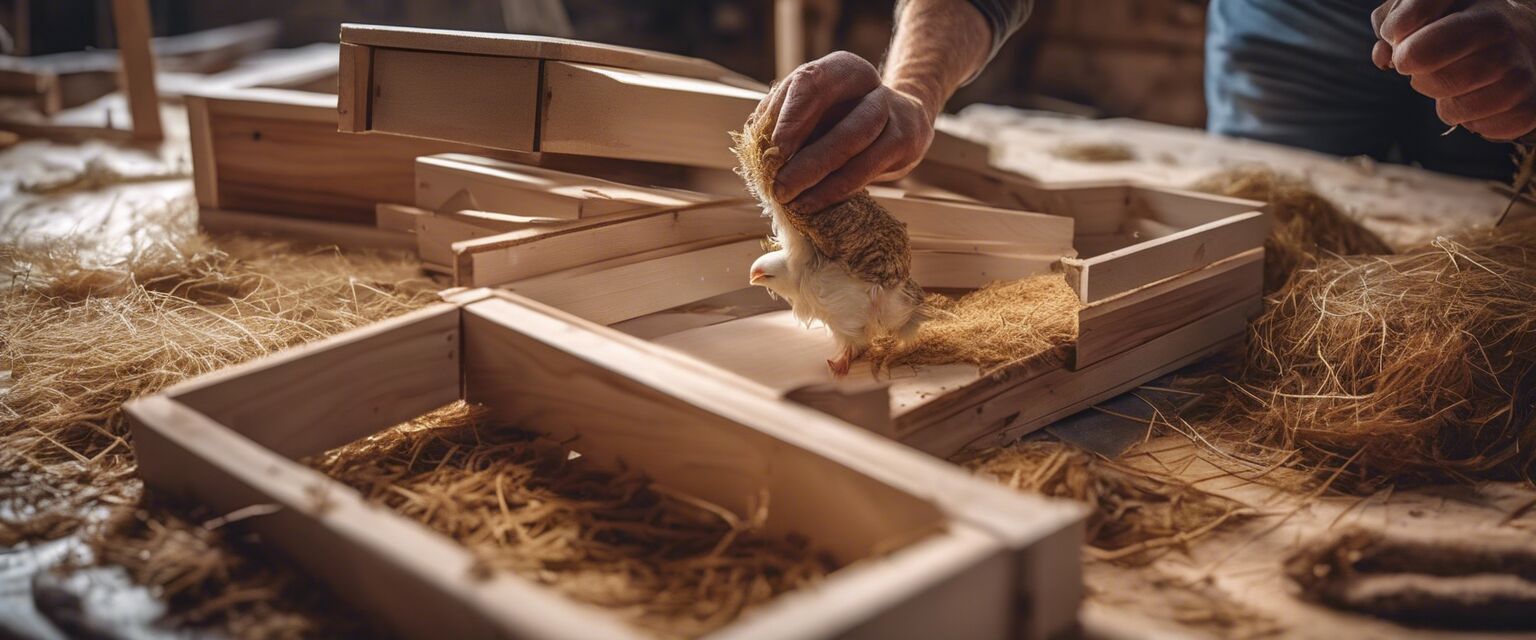 DIY nesting boxes construction process.